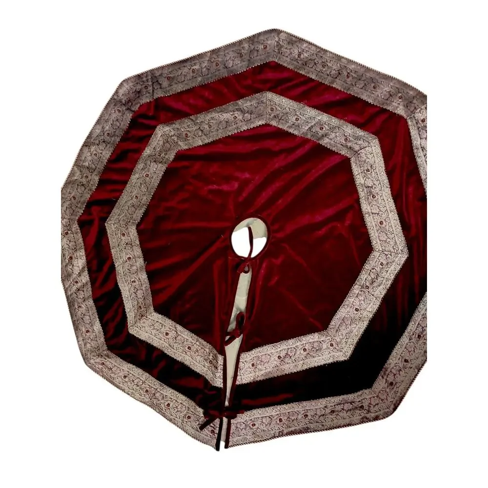 Vintage Velvet Red Christmas Tree Skirt 54